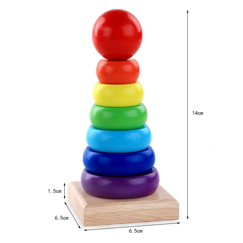 WoodenToys™ – Tour Arc-en-Ciel jouet Montessori en bois
