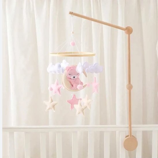 mobile bebe forme lapin rose