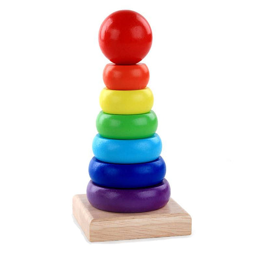 WoodenToys™ – Tour Arc-en-Ciel jouet Montessori en bois