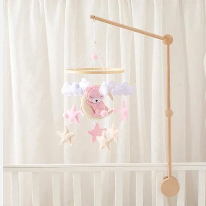 mobile bebe forme lapin rose